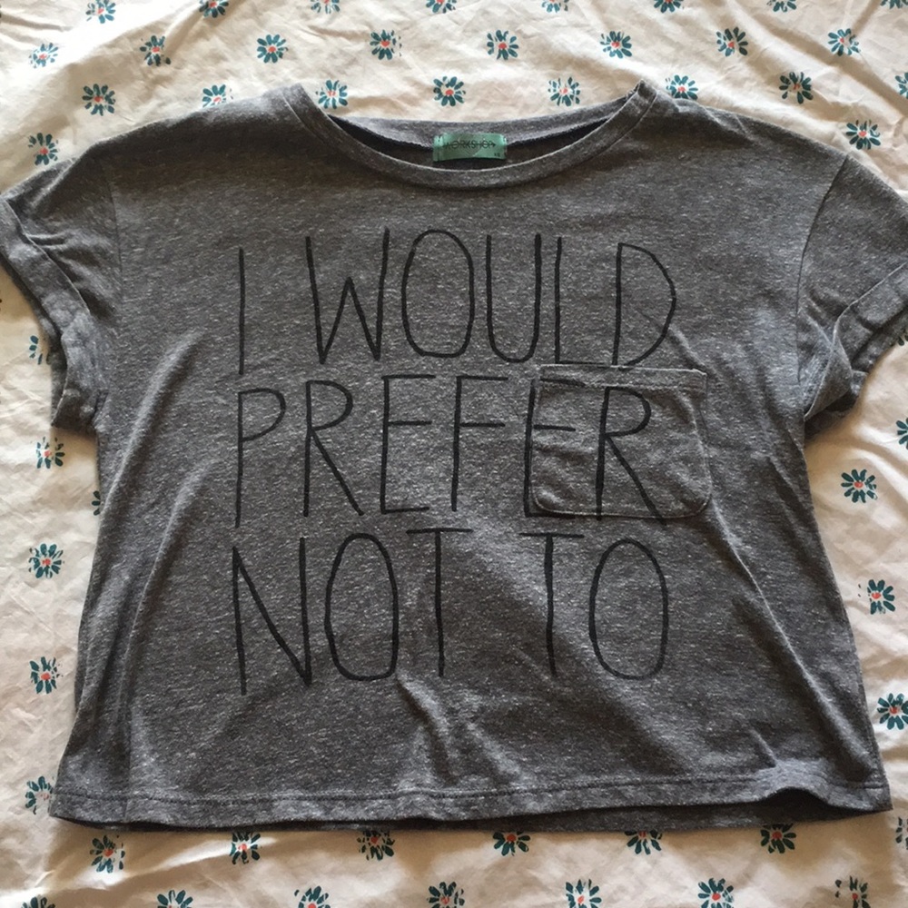 Grey cropped slogan tee